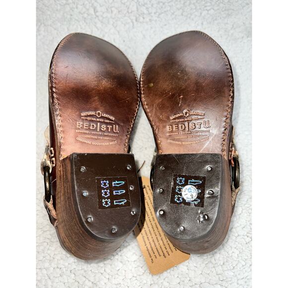 Bed Stu Triad Distressed Dark Brown Leather Harness Mule - Size 7.5 - X3 - Picture 10 of 11